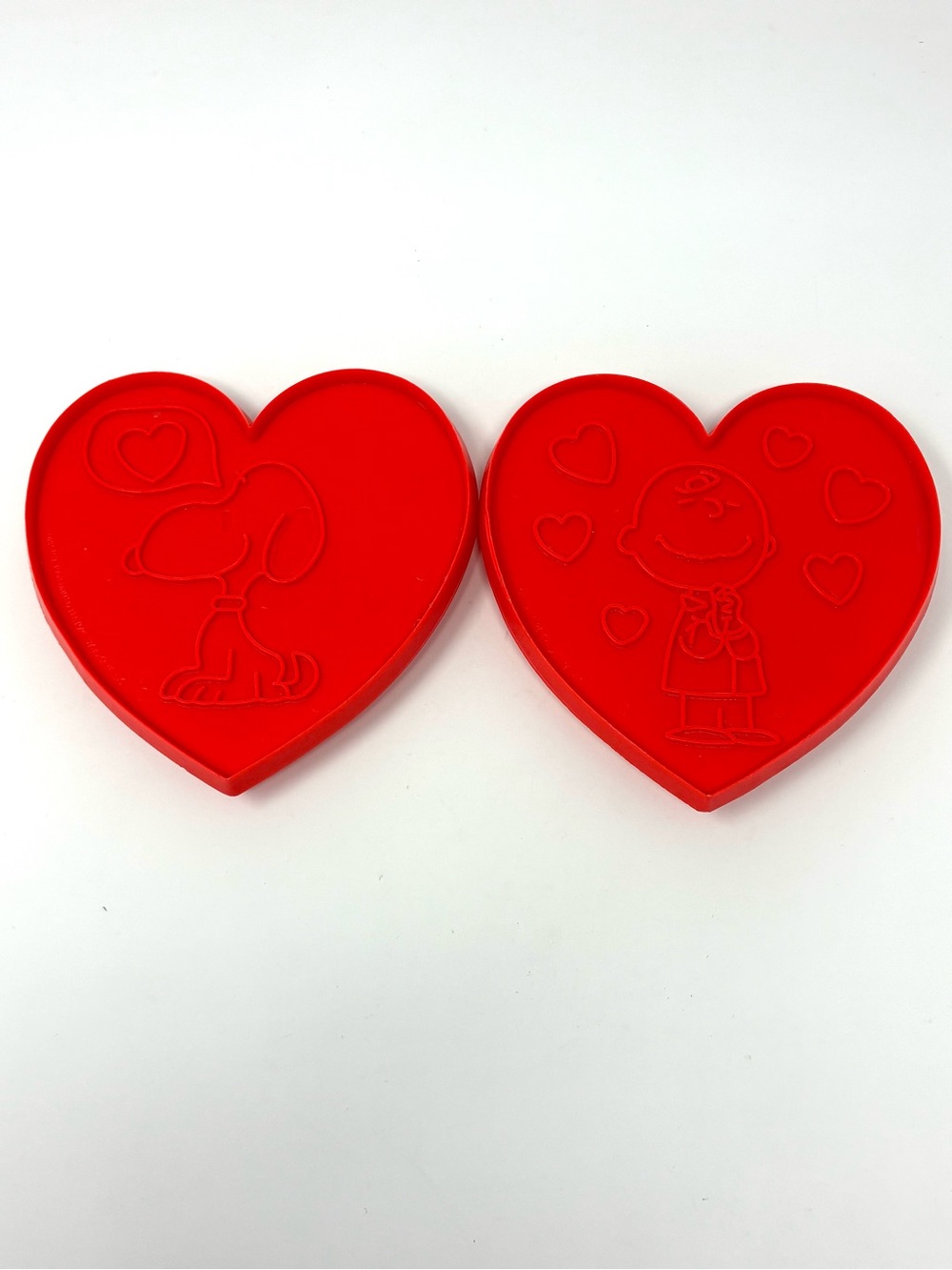 Vintage 70's Snoopy & Charlie Brown Red Heart Valentine Cookie Cutter 4.5”